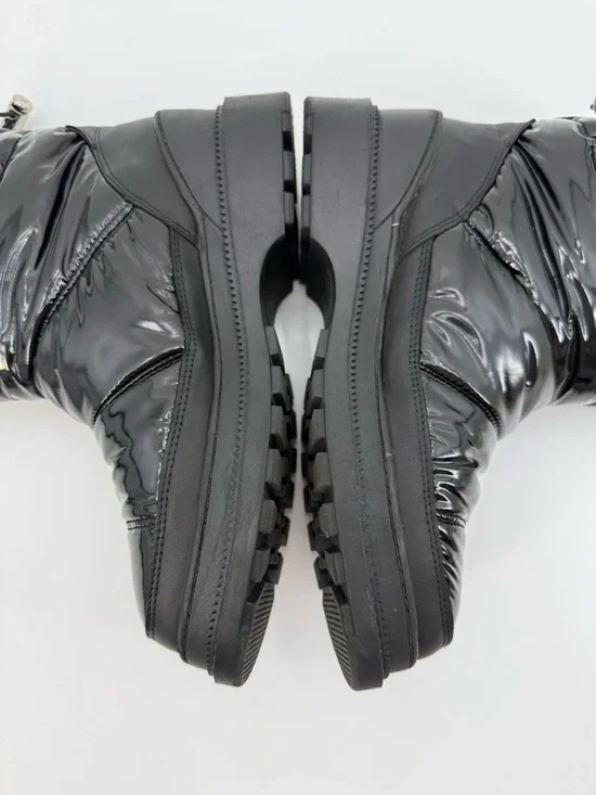 SAM EDELMAN Carlton Leather Trimmed Puffer Snow Boots Glossy Black Size 8.5 - Picture 10 of 16